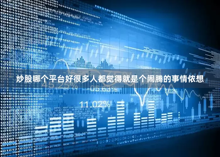 炒股哪个平台好很多人都觉得就是个闹腾的事情侬想