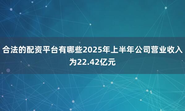 合法的配资平台有哪些2025年上半年公司营业收入为22.42亿元